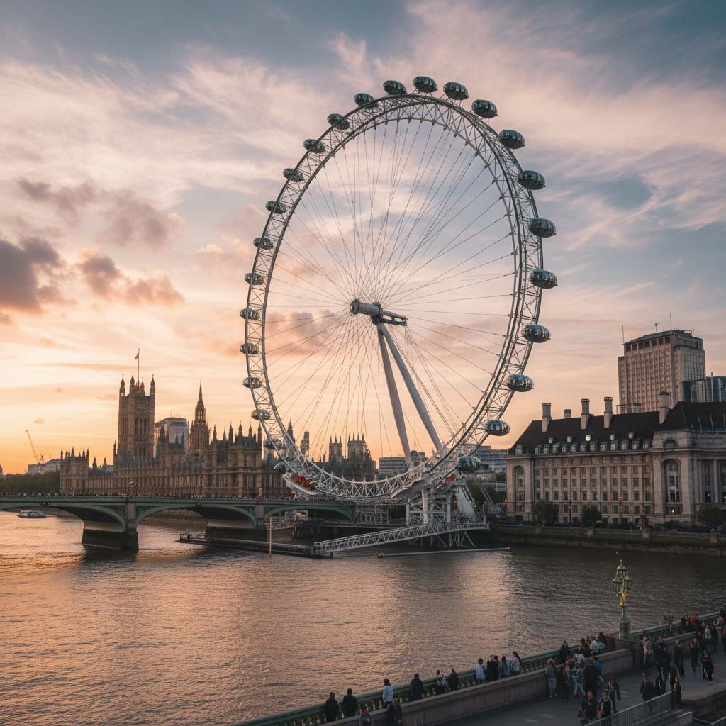 The London Eye at dusk
